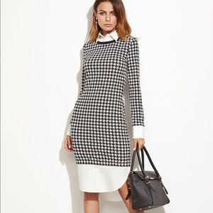 NWOT Curved Hem Houndstooth Combo Dress